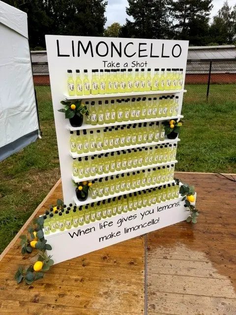 Limoncello Wall buiten op een houten vlonder